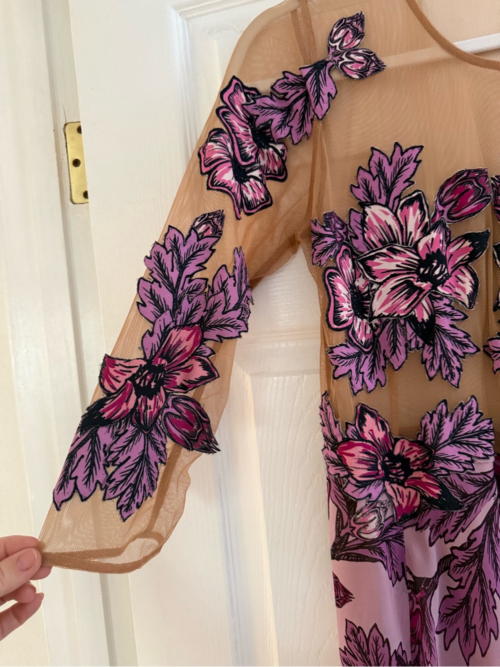 For Love & Lemons Floral Appliqué Lavender Maxi Dress - Picture 6 of 12